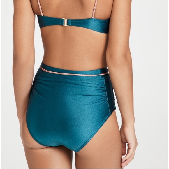NWT Zimmerman Cassia Gathered Bikini Bottoms in Teal belted sz 4 / 6 - Picture 10 of 13